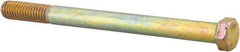 Made in USA - 7/16-14 UNC, 5-1/2" Length Under Head Hex Head Cap Screw - Partially Threaded, Grade 8 Alloy Steel, Zinc Yellow Dichromate Finish, 5/8" Hex - All Tool & Supply