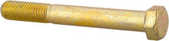 Made in USA - 9/16-12 UNC, 4-1/2" Length Under Head Hex Head Cap Screw - Partially Threaded, Grade 8 Alloy Steel, Zinc Yellow Dichromate Finish, 13/16" Hex - All Tool & Supply