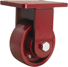 Hamilton - 6" Diam x 2-1/2" Wide x 8-1/2" OAH Top Plate Mount Rigid Caster - Cast Iron, 2,200 Lb Capacity, Straight Roller Bearing, 5-1/2 x 7-1/2" Plate - All Tool & Supply