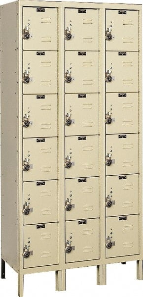 Hallowell - 18 Door, 6 Tier, Ready-Built Wardrobe & Box Lockers - All Tool & Supply