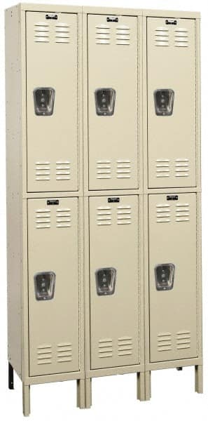 Hallowell - 6 Door, 2 Tier, Galvanite Corrosion Resistant Wardrobe & Box Lockers - All Tool & Supply