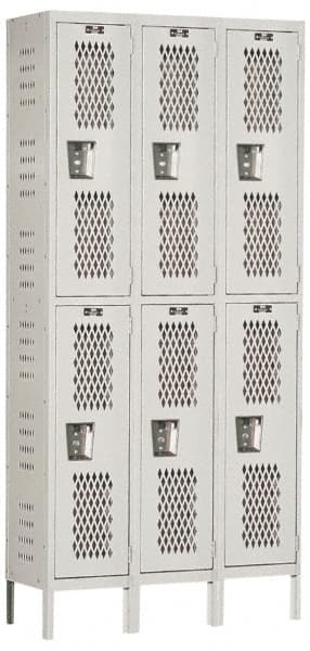 Hallowell - 6 Door, 2 Tier, Heavy-Duty Ventilated Wardrobe & Box Lockers - All Tool & Supply