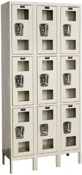 Hallowell - 9 Door, 3 Tier, Safety-View Wardrobe Lockers - All Tool & Supply