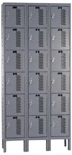 Hallowell - 18 Door, 6 Tier, Heavy-Duty Ventilated Wardrobe & Box Lockers - All Tool & Supply