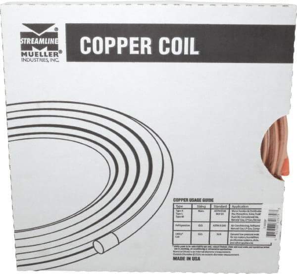 Mueller Industries - 20' Long, 3/8" OD, Grade Alloy 122 Copper Seamless Tube - 0.032" Wall Thickness - All Tool & Supply