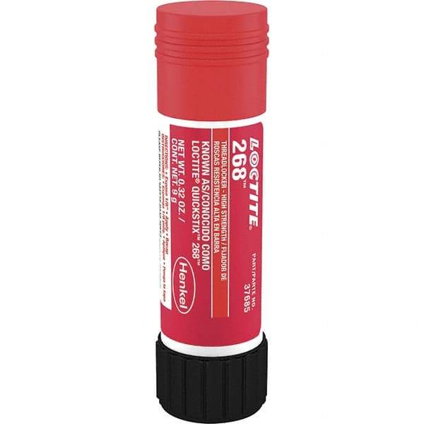 Loctite - 9 g Stick, Red, High Strength Semisolid Threadlocker - Series 268, 72 hr Full Cure Time, Hand Tool, Heat Removal - All Tool & Supply