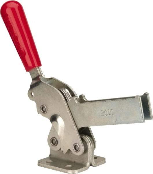 De-Sta-Co - 1,400 Lb Holding Capacity, Vertical Handle, Manual Hold Down Toggle Clamp - 66° Handle Movement, 78° Bar Opening, U-Bar, Flanged Base, Electro-Plated Zinc, Carbon Steel - All Tool & Supply