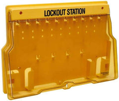 Master Lock - 1 Piece, Empty Polycarbonate Padlock Station - 22 Inch Wide x 15-1/2 Inch High x 1-3/4 Inch Deep, Black on Yellow, Covered - All Tool & Supply