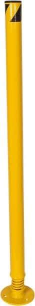 Vestil - 2-1/2" Diam x 42" High, Yellow Steel Spring Bollard - 6" Wide x 6" Long Mounting Plate, 19 Lb - All Tool & Supply