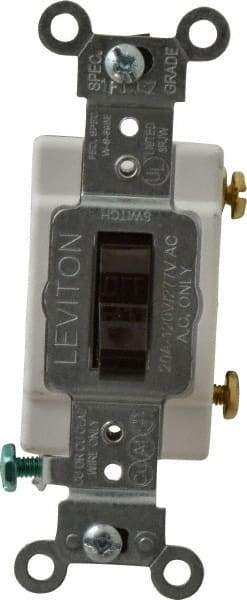 Leviton - 1 Pole, 120 to 277 VAC, 20 Amp, Commercial Grade, Toggle, Wall and Dimmer Light Switch - 1.31 Inch Wide x 4.06 Inch High - All Tool & Supply