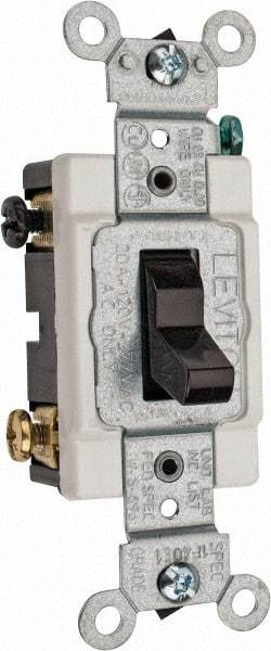 Leviton - 3 Pole, 120 to 277 VAC, 20 Amp, Commercial Grade, Toggle, Wall and Dimmer Light Switch - 1.31 Inch Wide x 4.06 Inch High - All Tool & Supply