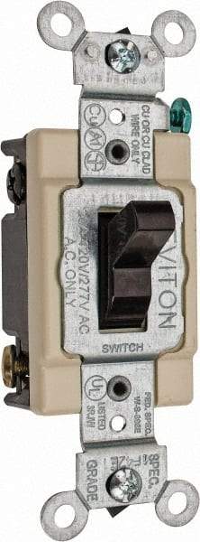 Leviton - 4 Pole, 120 to 277 VAC, 20 Amp, Commercial Grade, Toggle, Wall and Dimmer Light Switch - 1.31 Inch Wide x 4.06 Inch High - All Tool & Supply