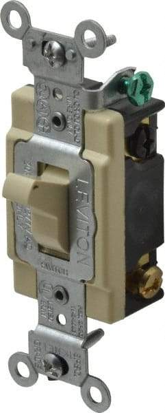 Leviton - 4 Pole, 120 to 277 VAC, 20 Amp, Commercial Grade, Toggle, Wall and Dimmer Light Switch - 1.31 Inch Wide x 4.06 Inch High - All Tool & Supply