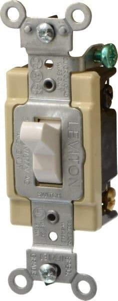 Leviton - 4 Pole, 120 to 277 VAC, 20 Amp, Commercial Grade, Toggle, Wall and Dimmer Light Switch - 1.31 Inch Wide x 4.06 Inch High - All Tool & Supply