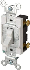 Leviton - 1 Pole, 120 to 277 VAC, 15 Amp, Commercial Grade, Toggle, Wall and Dimmer Light Switch - 1.31 Inch Wide x 4.06 Inch High - All Tool & Supply