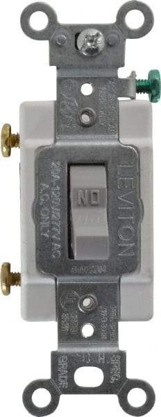 Leviton - 1 Pole, 120 to 277 VAC, 20 Amp, Commercial Grade, Toggle, Wall and Dimmer Light Switch - 1.31 Inch Wide x 4.06 Inch High - All Tool & Supply