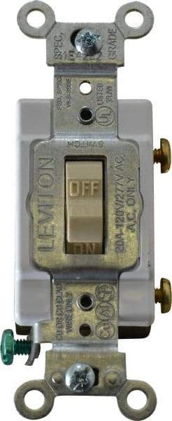 Leviton - 1 Pole, 120 to 277 VAC, 20 Amp, Commercial Grade, Toggle, Wall and Dimmer Light Switch - 1.31 Inch Wide x 4.06 Inch High - All Tool & Supply