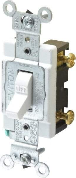 Leviton - 1 Pole, 120 to 277 VAC, 20 Amp, Commercial Grade, Toggle, Wall and Dimmer Light Switch - 1.31 Inch Wide x 4.06 Inch High - All Tool & Supply