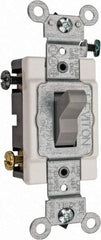 Leviton - 3 Pole, 120 to 277 VAC, 15 Amp, Commercial Grade, Toggle, Wall and Dimmer Light Switch - 1.31 Inch Wide x 4.06 Inch High - All Tool & Supply