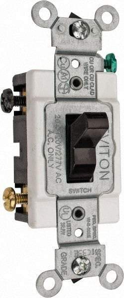 Leviton - 3 Pole, 120 to 277 VAC, 20 Amp, Commercial Grade, Toggle, Wall and Dimmer Light Switch - 1.31 Inch Wide x 4.06 Inch High - All Tool & Supply