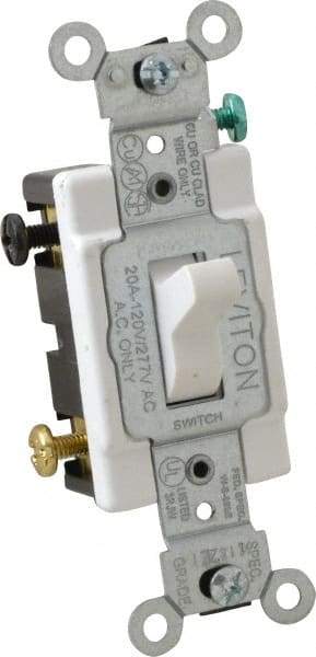 Leviton - 3 Pole, 120 to 277 VAC, 20 Amp, Commercial Grade, Toggle, Wall and Dimmer Light Switch - 1.31 Inch Wide x 4.06 Inch High - All Tool & Supply