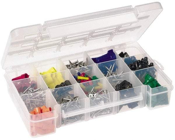 Akro-Mils - 7" Wide x 11" High x 2-3/8" Deep, Small Parts Storage Case - Clarified Polypropylene Frame, 3 to 15 Compartments, 2" Wide x 2-1/8 to 10-3/16" High x 2" Deep Bin - All Tool & Supply