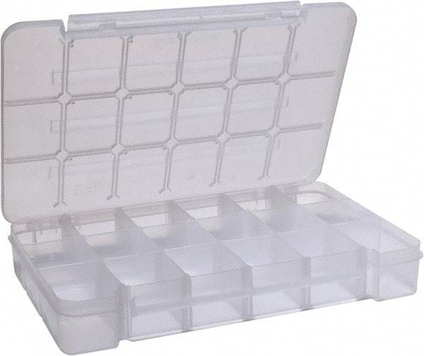 Akro-Mils - 9-1/2" Wide x 14-3/8" High x 2-1/2" Deep, Small Parts Storage Case - Clarified Polypropylene Frame, 3 to 18 Compartments, 2-7/8" Wide x 2-3/8 to 14" High x 2" Deep Bin - All Tool & Supply