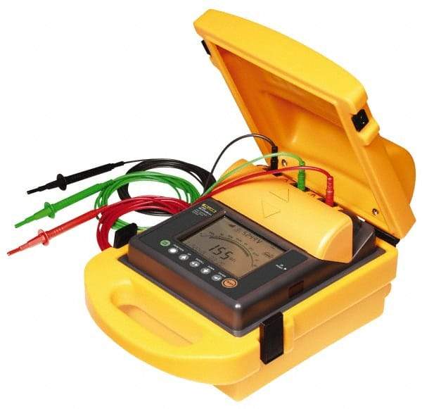 Fluke - Digital LCD Display, 2,000,000 Megohm Electrical Insulation Resistance Tester & Megohmmeter - 5,000 VDC Max Test Voltage, Powered by 12V Lead-Acid Battery - All Tool & Supply