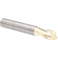 Corner Radius End Mill: 3/8″ Dia, 1/2″ LOC, 0.015″ Radius, 2 Flutes, Solid Carbide 2-1/2″ OAL, 3/8″ Shank Dia, 45 ° Helix, ZrN Coated, Corner Radius End, Centercutting