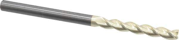 Accupro - 3/8", 2-1/2" LOC, 3/8" Shank Diam, 6" OAL, 3 Flute, Solid Carbide Square End Mill - Single End, ZrN Finish, Spiral Flute, 37° Helix, Centercutting, Right Hand Cut, Right Hand Flute - All Tool & Supply