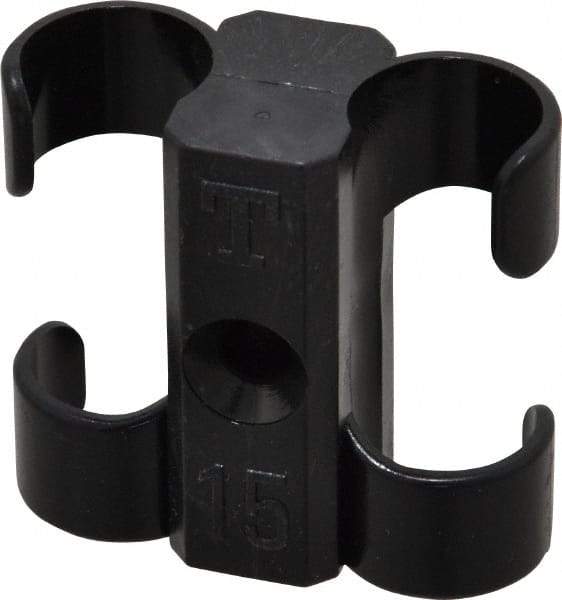 Midwest Control - 5/8 to 3/4 Hose OD, Multitube Holder - Black, 2 Slots, 1.61" OAL, 0.2" Mounting Hole, For Use With Tubes, Wires, Hose & Pipe - All Tool & Supply