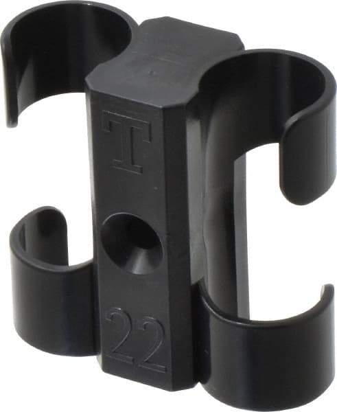 Midwest Control - 7/8 to 1 Hose OD, Multitube Holder - Black, 2 Slots, 2.4" OAL, 1/4" Mounting Hole, For Use With Tubes, Wires, Hose & Pipe - All Tool & Supply