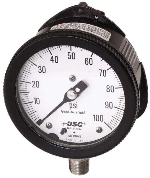 Ametek - 6" Dial, 1/2 Thread, 0-200 Scale Range, Pressure Gauge - Lower Back Connection Mount, Accurate to 0.5% of Scale - All Tool & Supply