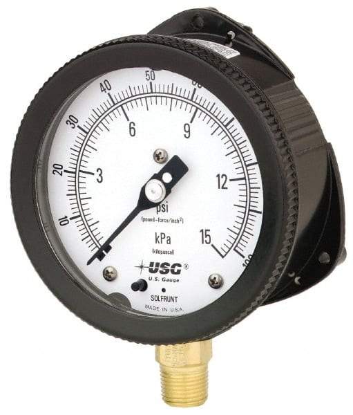 Ametek - 6" Dial, 1/2 Thread, 0-400 Scale Range, Pressure Gauge - Lower Connection Mount, Accurate to 0.5% of Scale - All Tool & Supply