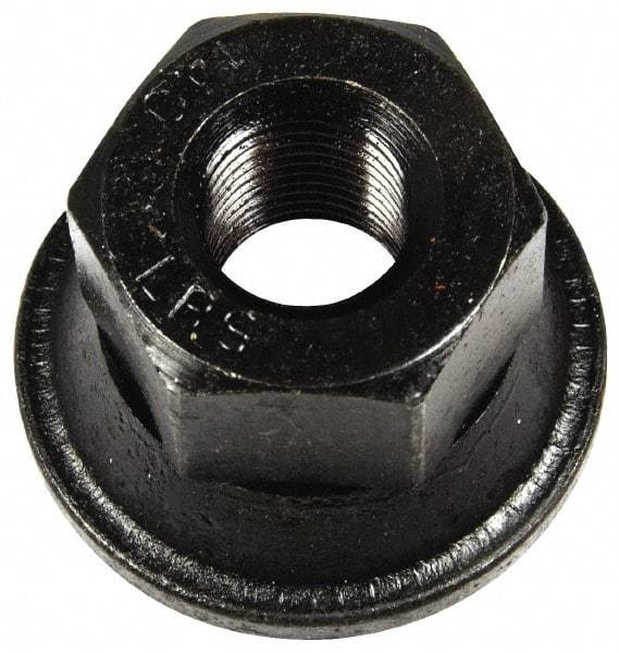 Dorman - 9/16-18 Black Oil Quench Finish Flanged Wheel Nut - 1-1/16" Hex, 1" OAL, 1.6 Diam Flange Seat Angle - All Tool & Supply