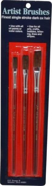 Wooster Brush - Ox Hair Artist's Paint Brush Set - 1/4, 3/8, 1/2" Wide, Plastic Handle - All Tool & Supply