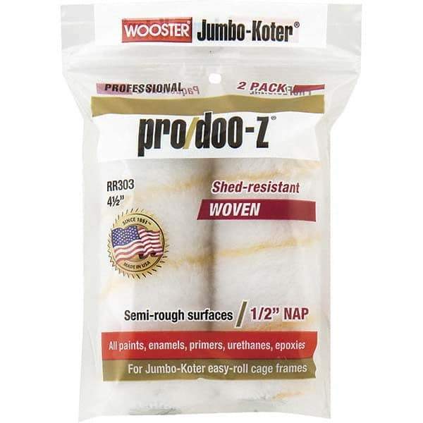 Wooster Brush - 1/2" Nap, 4-1/2" Wide Paint General Purpose Roller Cover - Smooth Texture, Fabric - All Tool & Supply