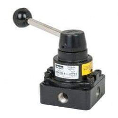 Parker - 1/4" NPT Rotary Disc, Hand Valve - 4-Way, Lever/Detent, 0.5 CV Rate, 150 Max psi & 166°F Max Temp - All Tool & Supply