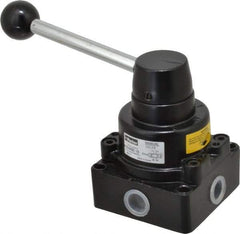 Parker - 3/8" NPT Rotary Disc, Hand Valve - 4-Way, Lever/Detent, 1.4 CV Rate, 150 Max psi & 166°F Max Temp - All Tool & Supply