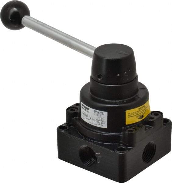 Parker - 1/2" NPT Rotary Disc, Hand Valve - 4-Way, Lever/Detent, 1.5 CV Rate, 150 Max psi & 166°F Max Temp - All Tool & Supply