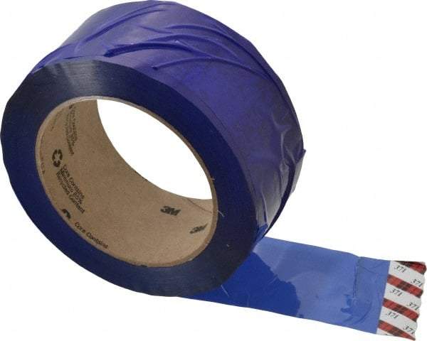 3M - 2" x 110 Yd Blue Rubber Adhesive Sealing Tape - Polypropylene Film Backing, 1.9 mil Thick, 44 Lb Tensile Strength, Series 371 - All Tool & Supply