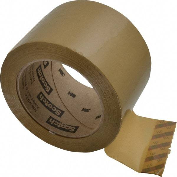 3M - 3" x 110 Yd Natural (Color) Rubber Adhesive Sealing Tape - Polypropylene Film Backing, 1.9 mil Thick, 44 Lb Tensile Strength, Series 371 - All Tool & Supply