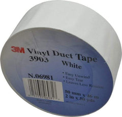 3M - 2" x 50 Yds White Duct Tape - 6.5 mil, Rubber Adhesive, Vinyl Backing, 12.6 Lb/ln Tensile Strength, 200°F Max, Series 3903 - All Tool & Supply