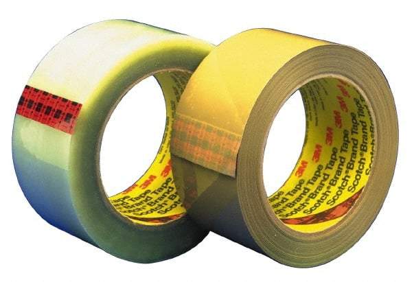 3M - 2" x 55 Yd Clear Hot Melt Adhesive Sealing Tape - Polypropylene Film Backing, 3.1 mil Thick - All Tool & Supply