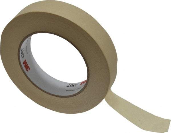 3M - 1" Wide x 60 Yd Long Tan Paper Masking Tape - Series 2307, 5.2 mil Thick, 23 In/Lb Tensile Strength - All Tool & Supply