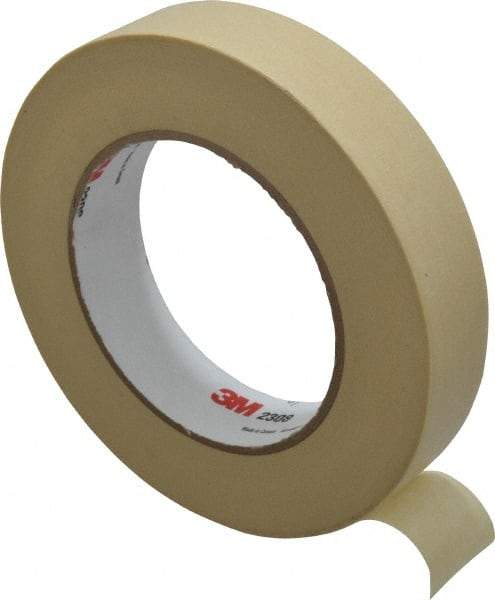 3M - 1" Wide x 60 Yd Long Tan Paper Masking Tape - Series 2308, 5.3 mil Thick, 22 In/Lb Tensile Strength - All Tool & Supply