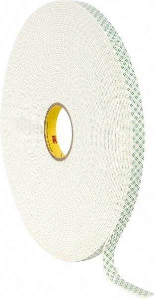 3M - 3/4" x 36 Yd Acrylic Adhesive Double Sided Tape - 1/8" Thick, Off-White, Urethane Foam Liner, Continuous Roll, Series 4008 - All Tool & Supply