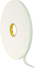 3M - 3/4" x 36 Yd Acrylic Adhesive Double Sided Tape - 1/8" Thick, Off-White, Urethane Foam Liner, Continuous Roll, Series 4008 - All Tool & Supply