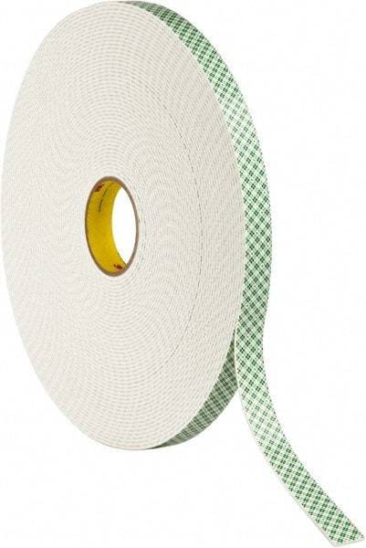 3M - 1" x 36 Yd Acrylic Adhesive Double Sided Tape - 1/8" Thick, Off-White, Urethane Foam Liner, Continuous Roll, Series 4008 - All Tool & Supply