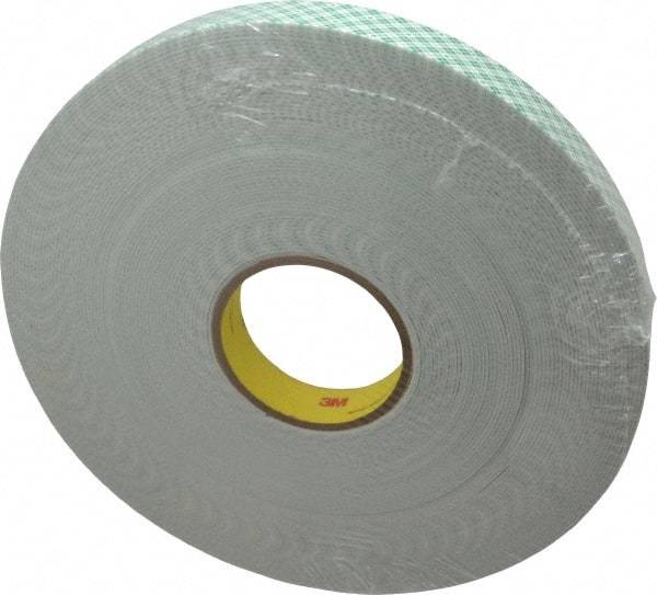 3M - 1" x 36 Yd Acrylic Adhesive Double Sided Tape - 1/16" Thick, Off-White, Urethane Foam Liner, Continuous Roll, Series 4016 - All Tool & Supply